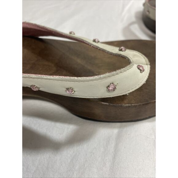 Roxy Quicksilver Vintage Moonstone Wood Sandal With Bling And Thick Heel Y2K - Picture 4 of 6
